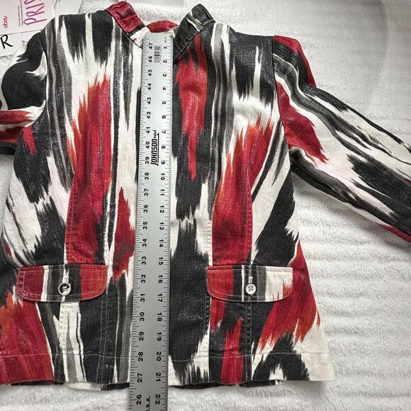 Chicos Multicolor Abstract Patterned Jacket Size 0 Open Front 3/4 Sleeves - Picture 8 of 8